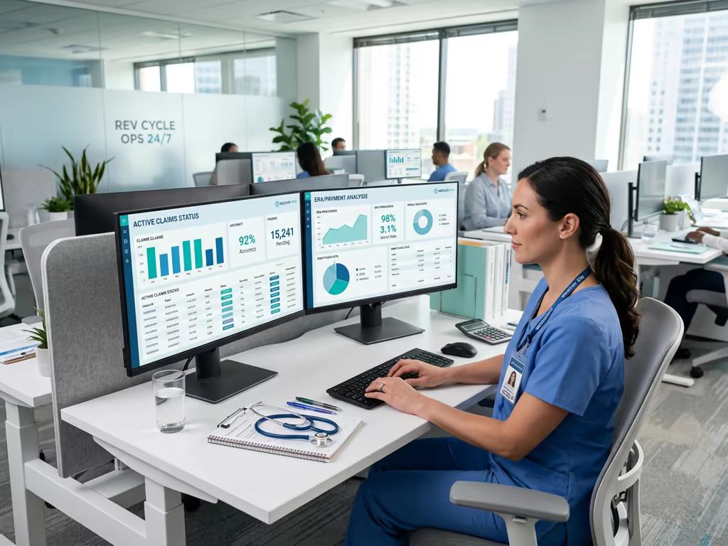 24/7 revenue cycle operations hub with automated clinical workflows